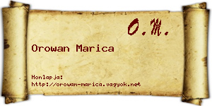 Orowan Marica névjegykártya